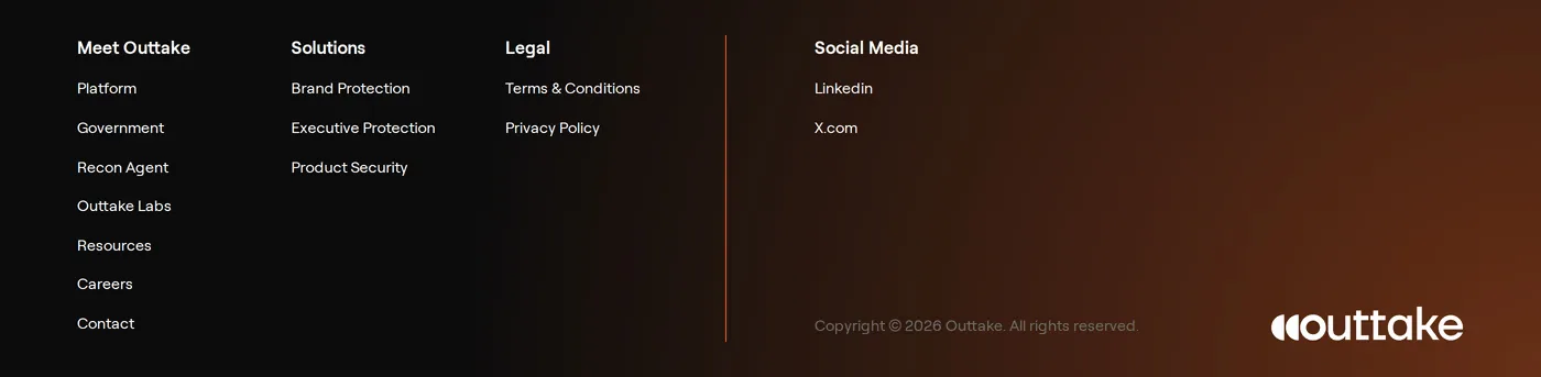 Outtake — screenshot of the footer section