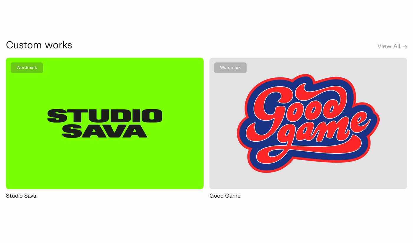 Overtype — screenshot of the portfolio section