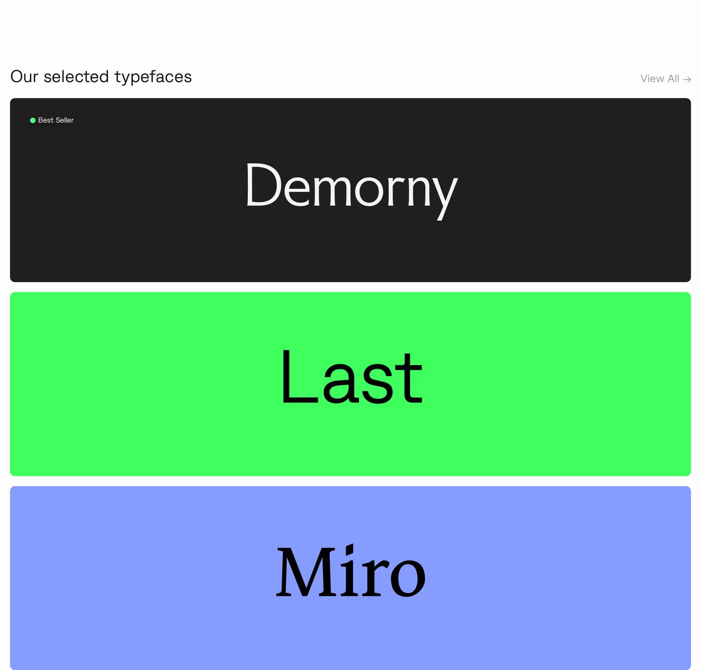 Overtype — screenshot of the portfolio section