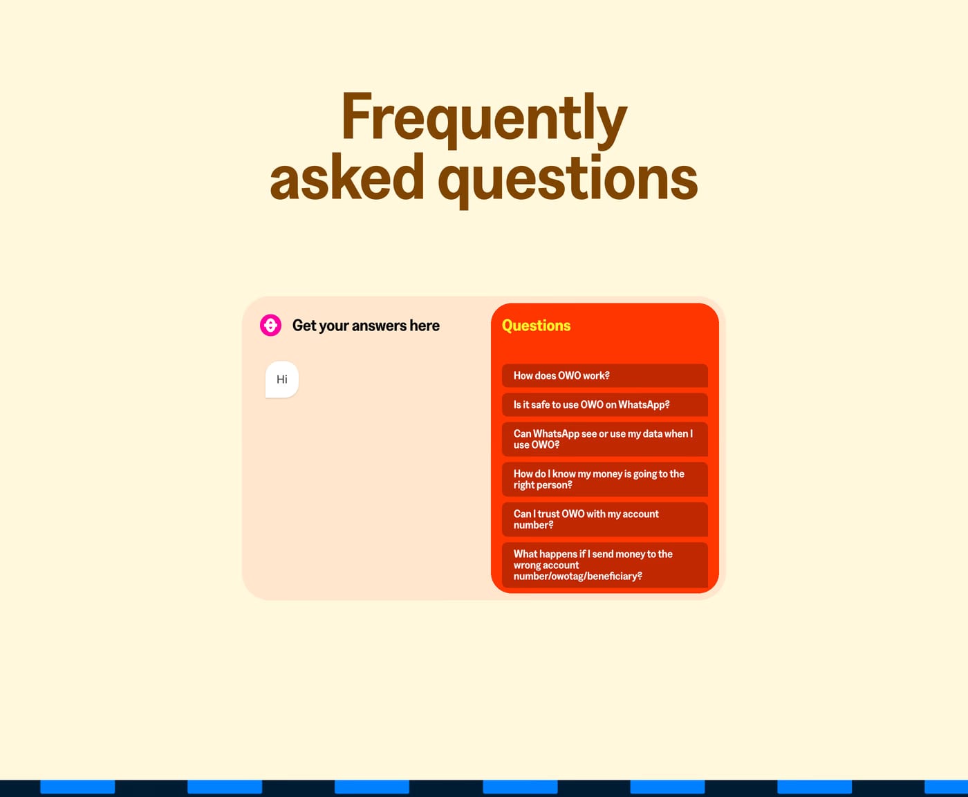 OWO — screenshot of the faq section