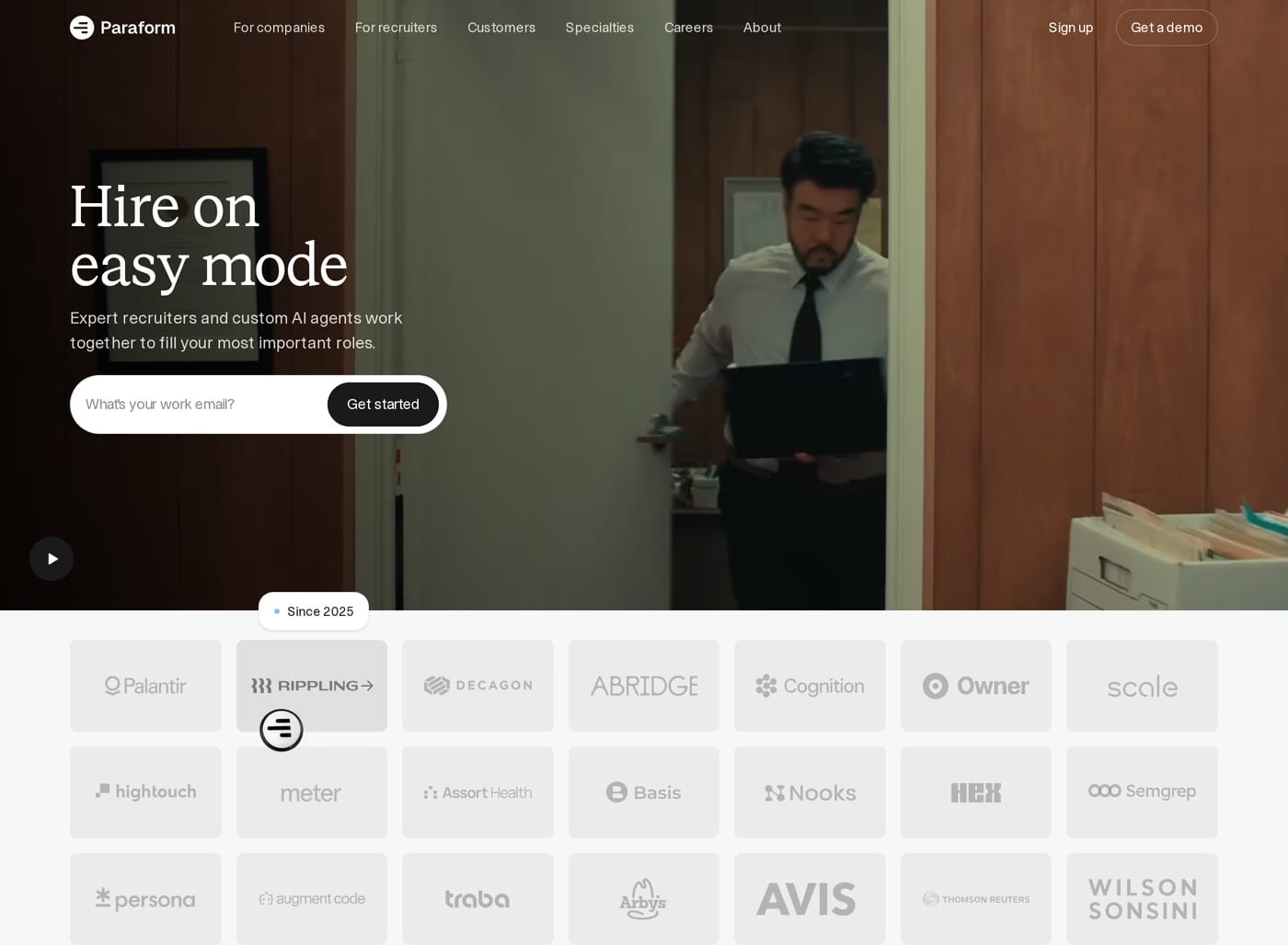 Paraform — screenshot of the hero section