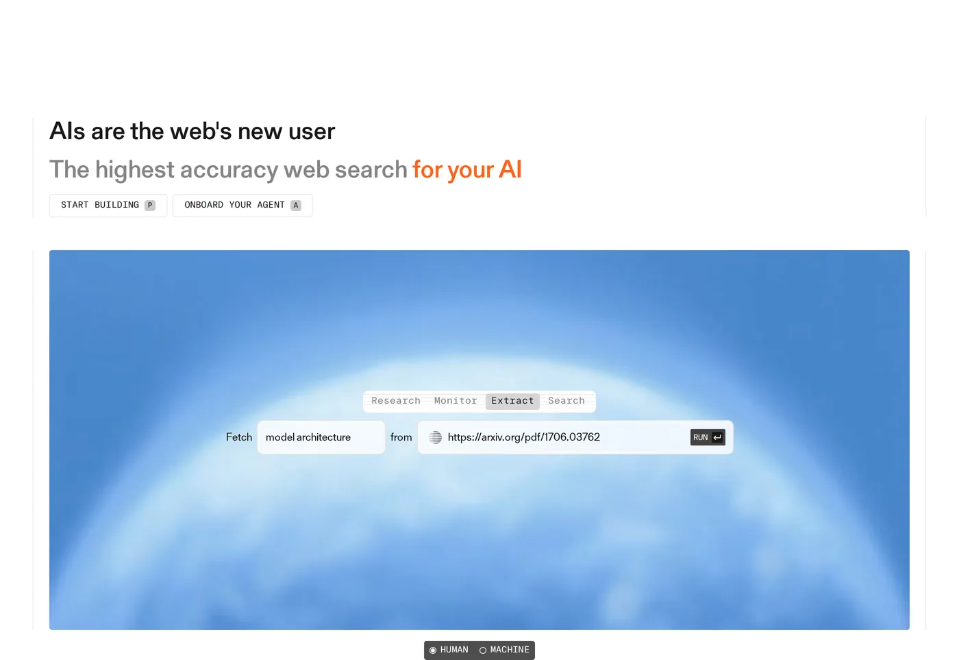 Parallel — screenshot of the hero section
