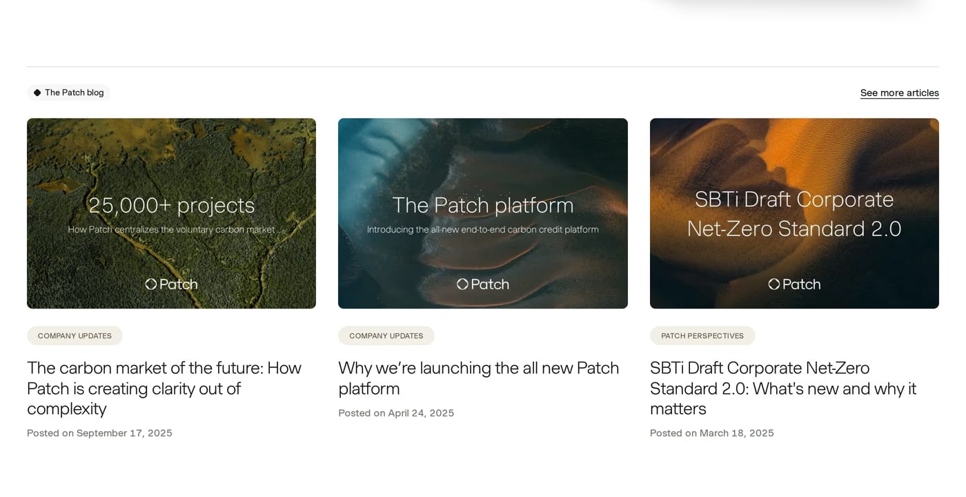 Patch — screenshot of the features section