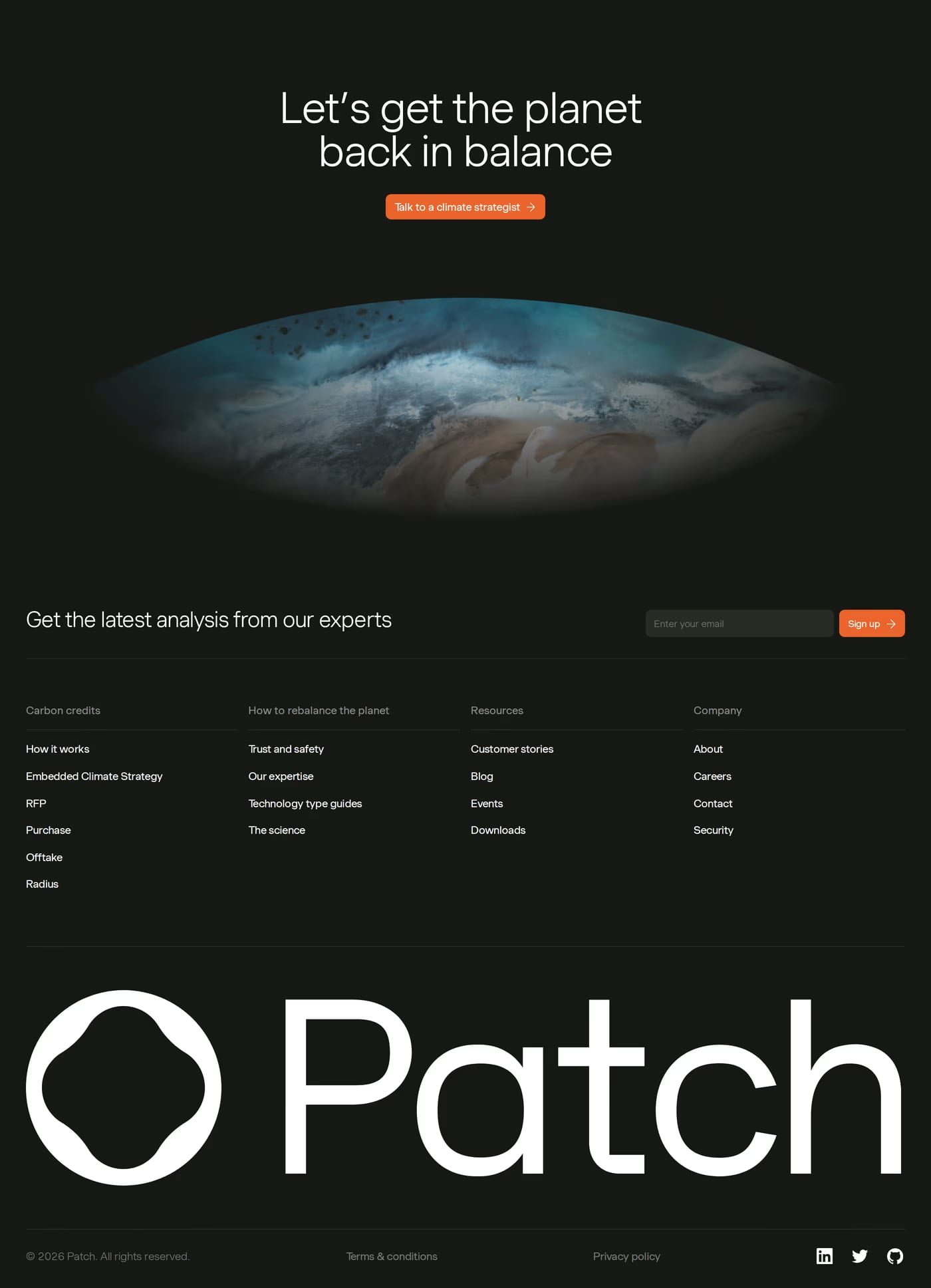 Patch — screenshot of the footer section