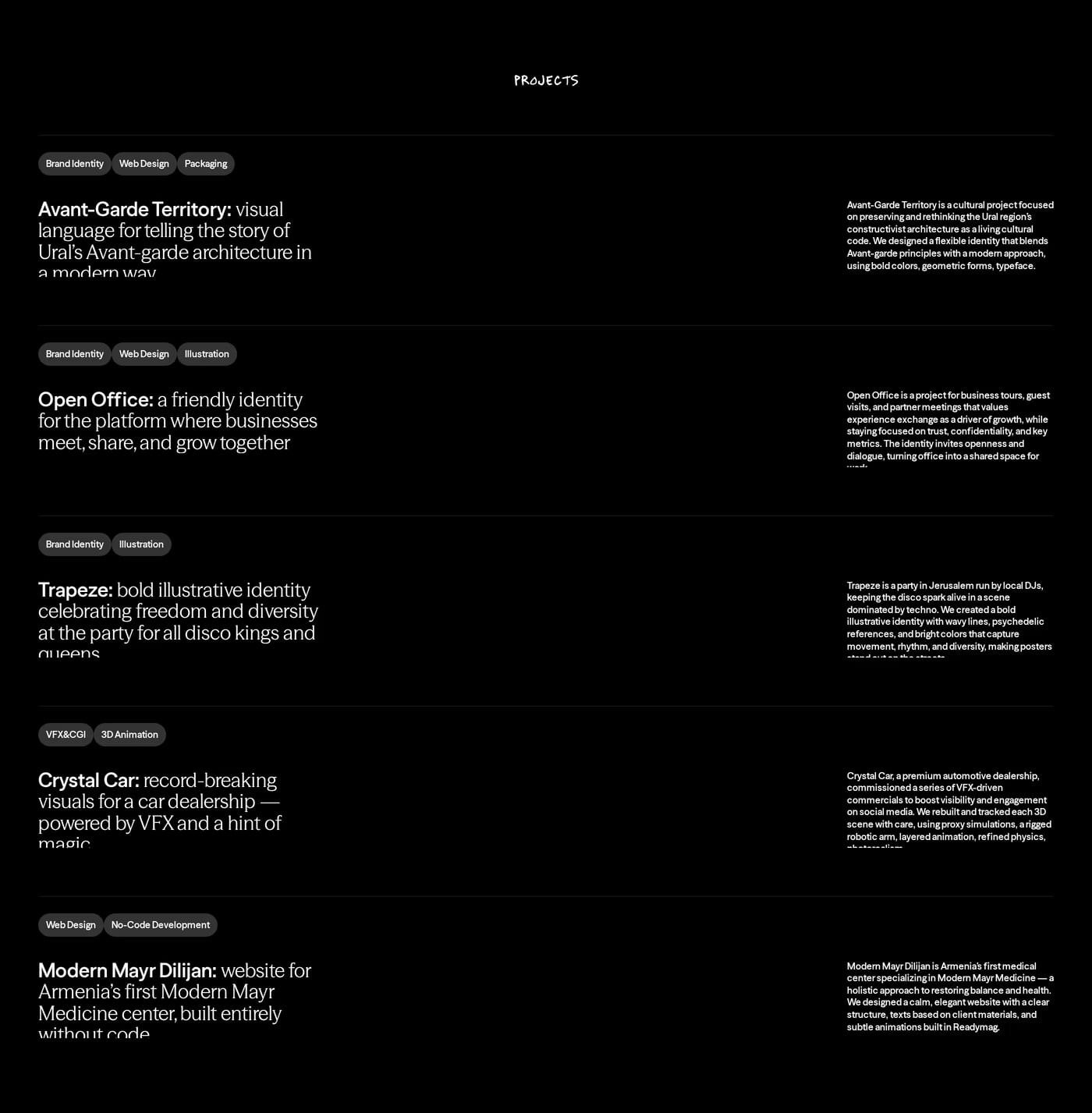 Poch Studio Portfolio section