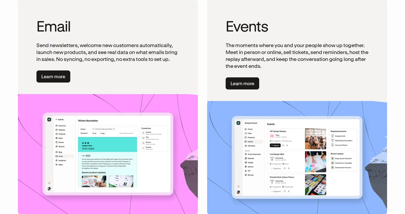 Podia Events section