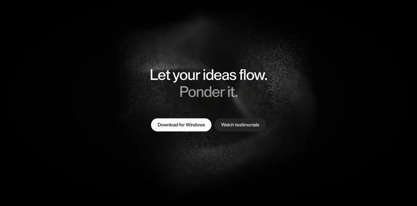 Ponder — screenshot of the hero section