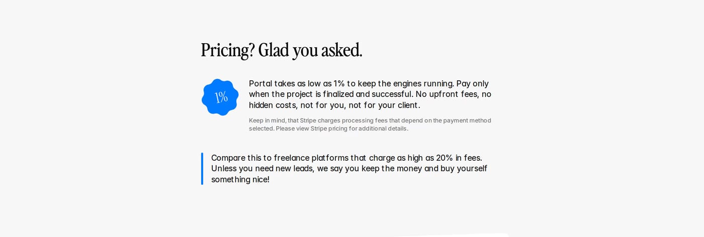 Portal Pricing section