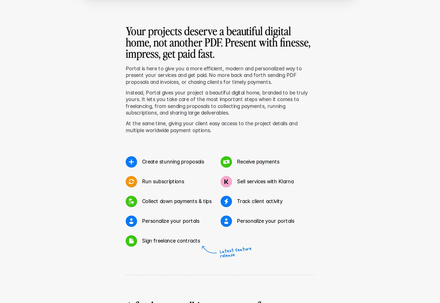 Portal Features section