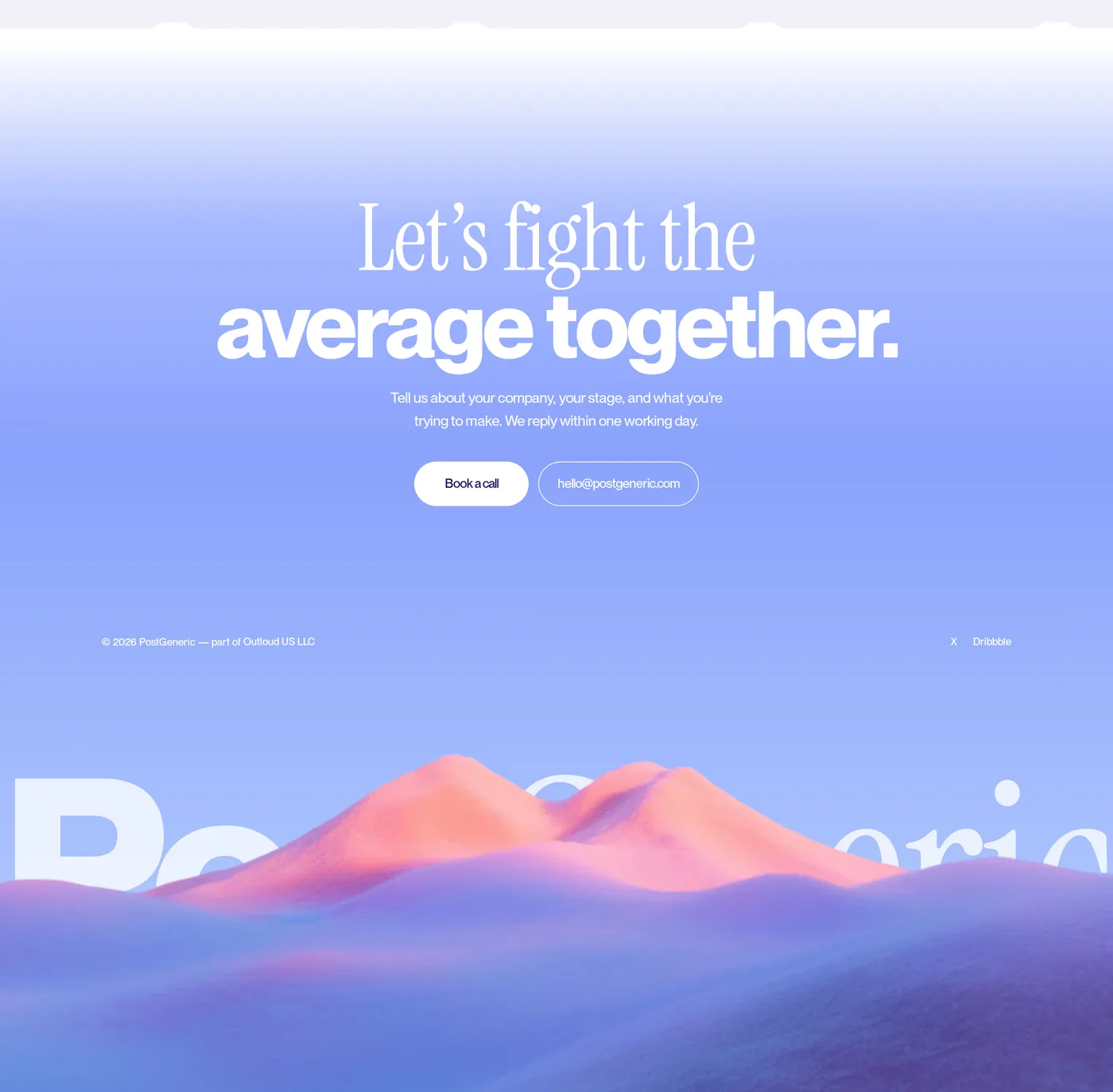 PostGeneric — screenshot of the hero section