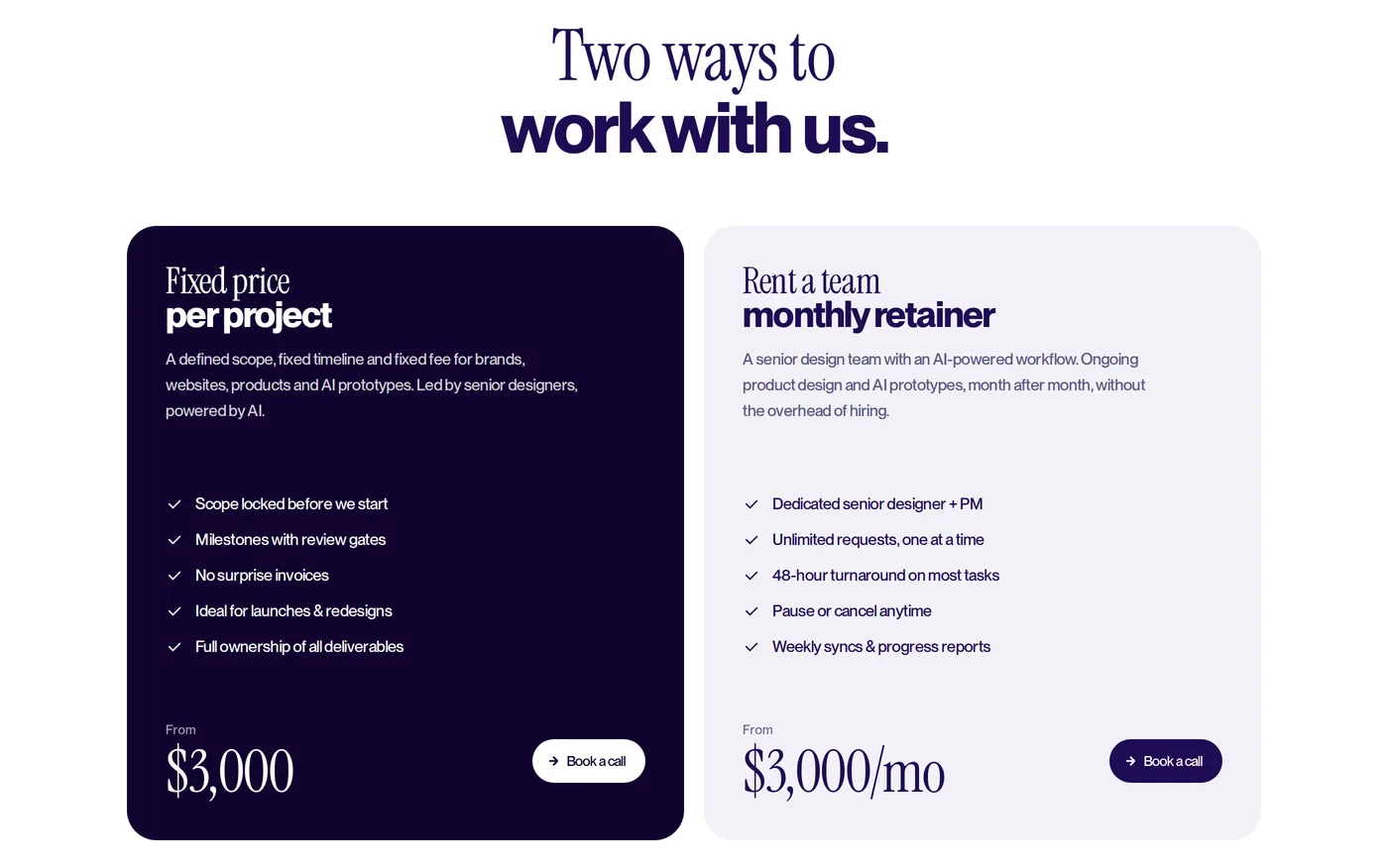 PostGeneric — screenshot of the pricing section