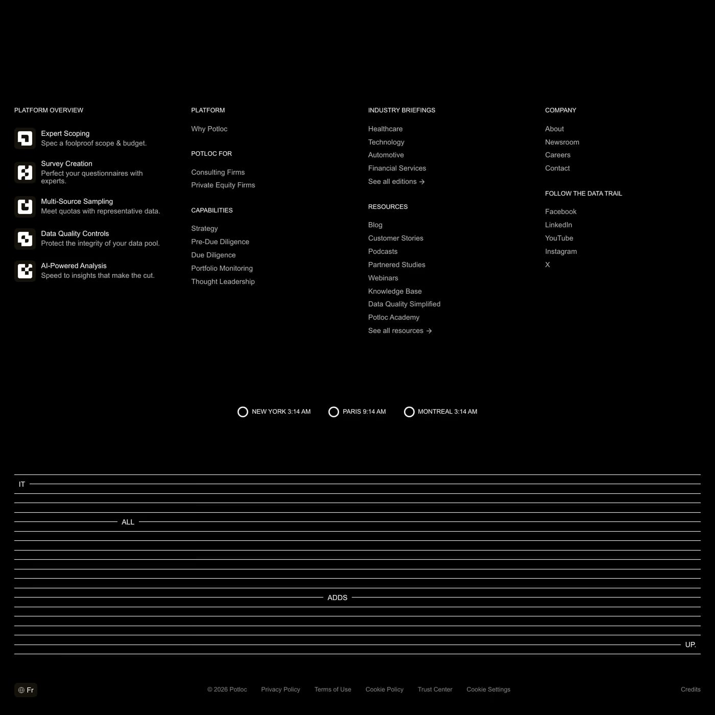 Potloc — screenshot of the footer section