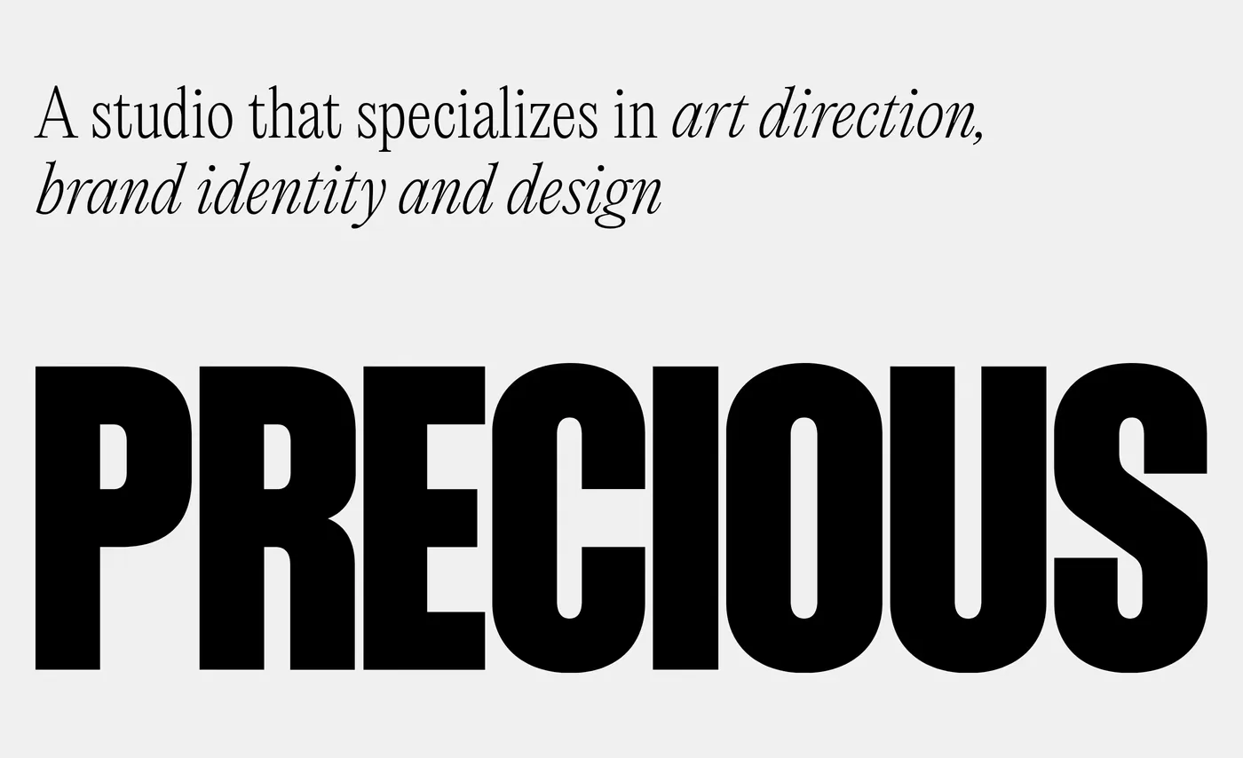 Precious — screenshot of the hero section