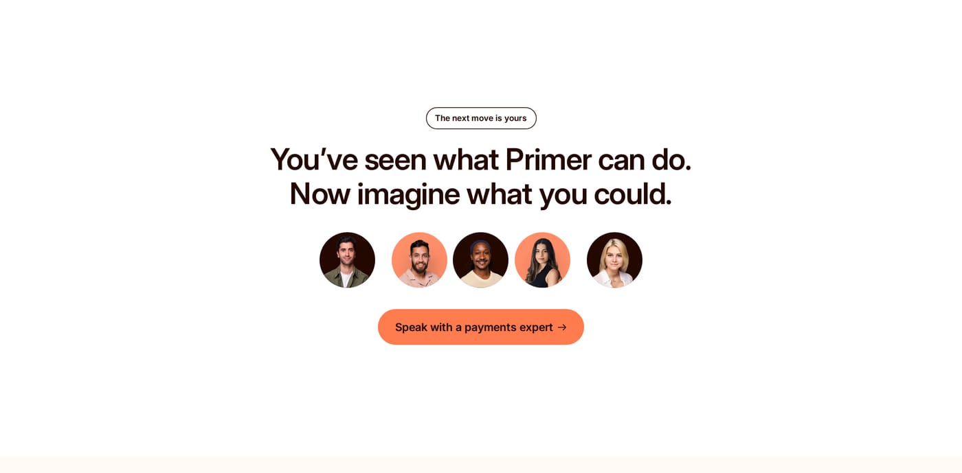 Primer — screenshot of the call to action section