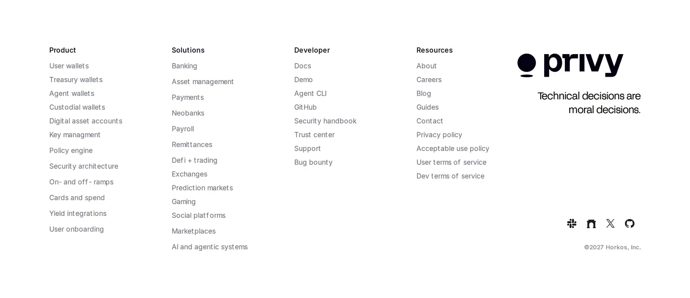 Privy — screenshot of the footer section