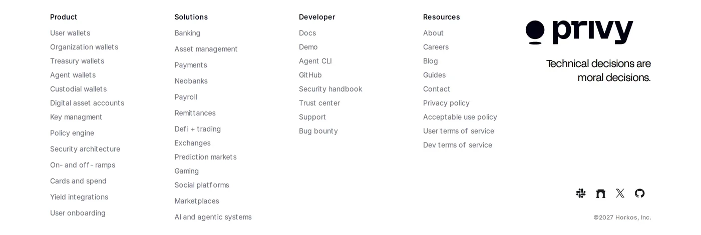 Privy — screenshot of the footer section
