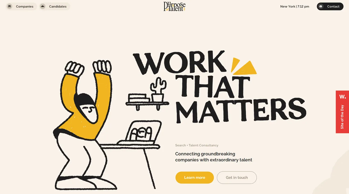 Purpose Talent — screenshot of the hero section
