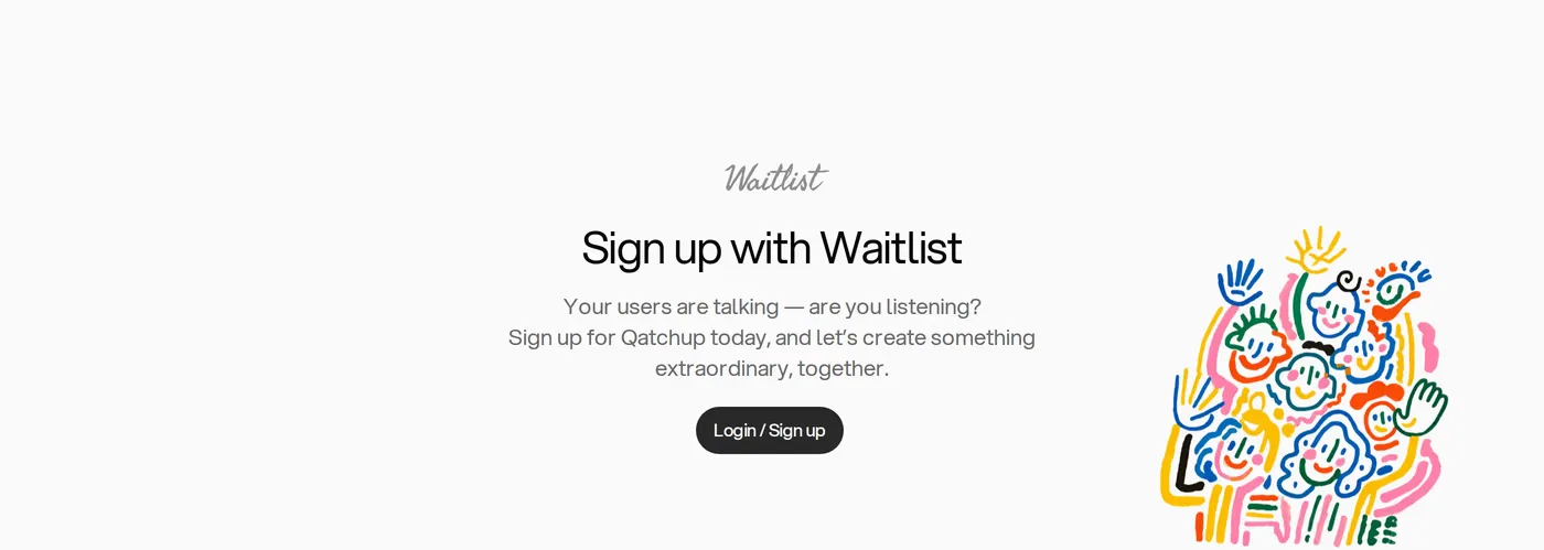 Qatchup — screenshot of the call to action section