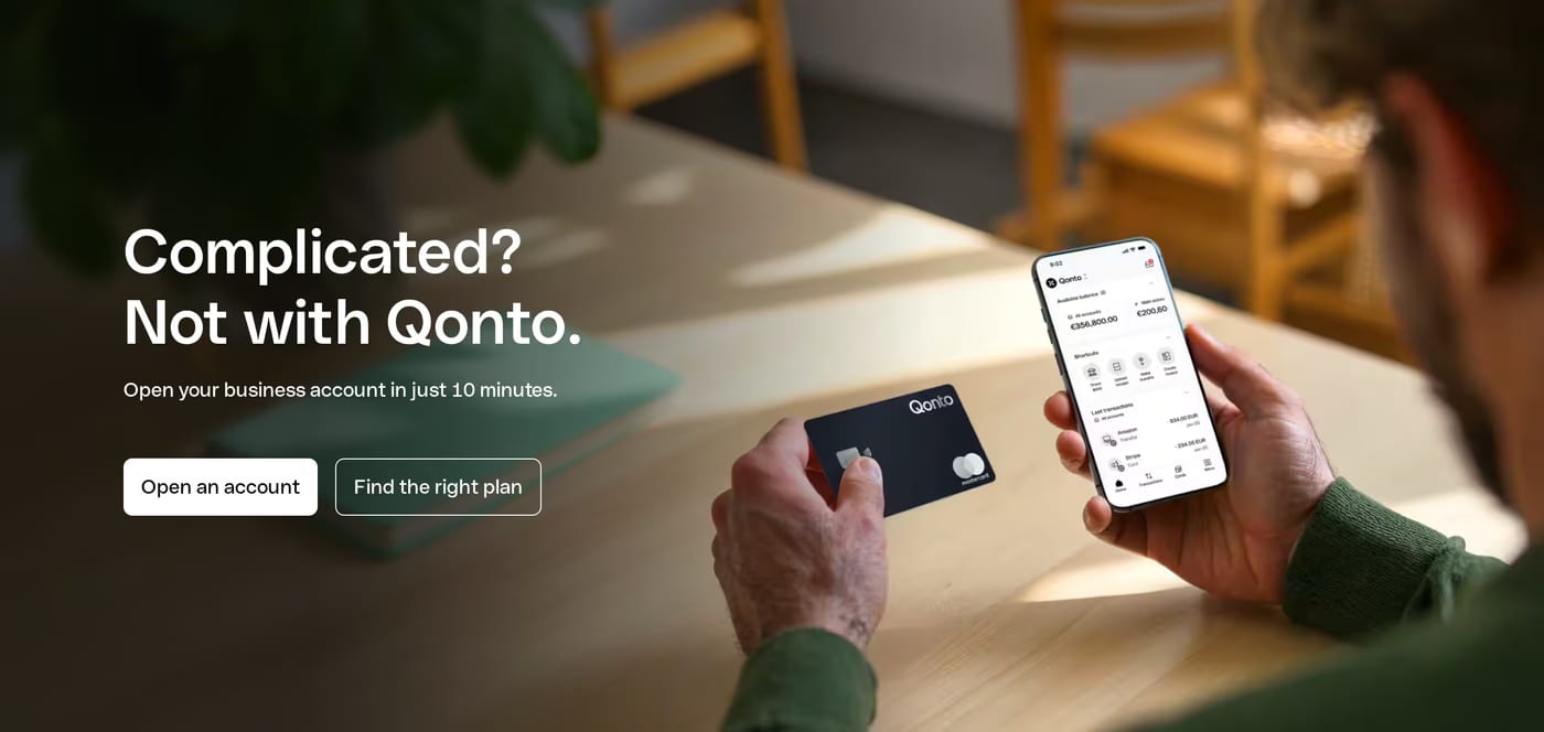 Qonto — screenshot of the hero section