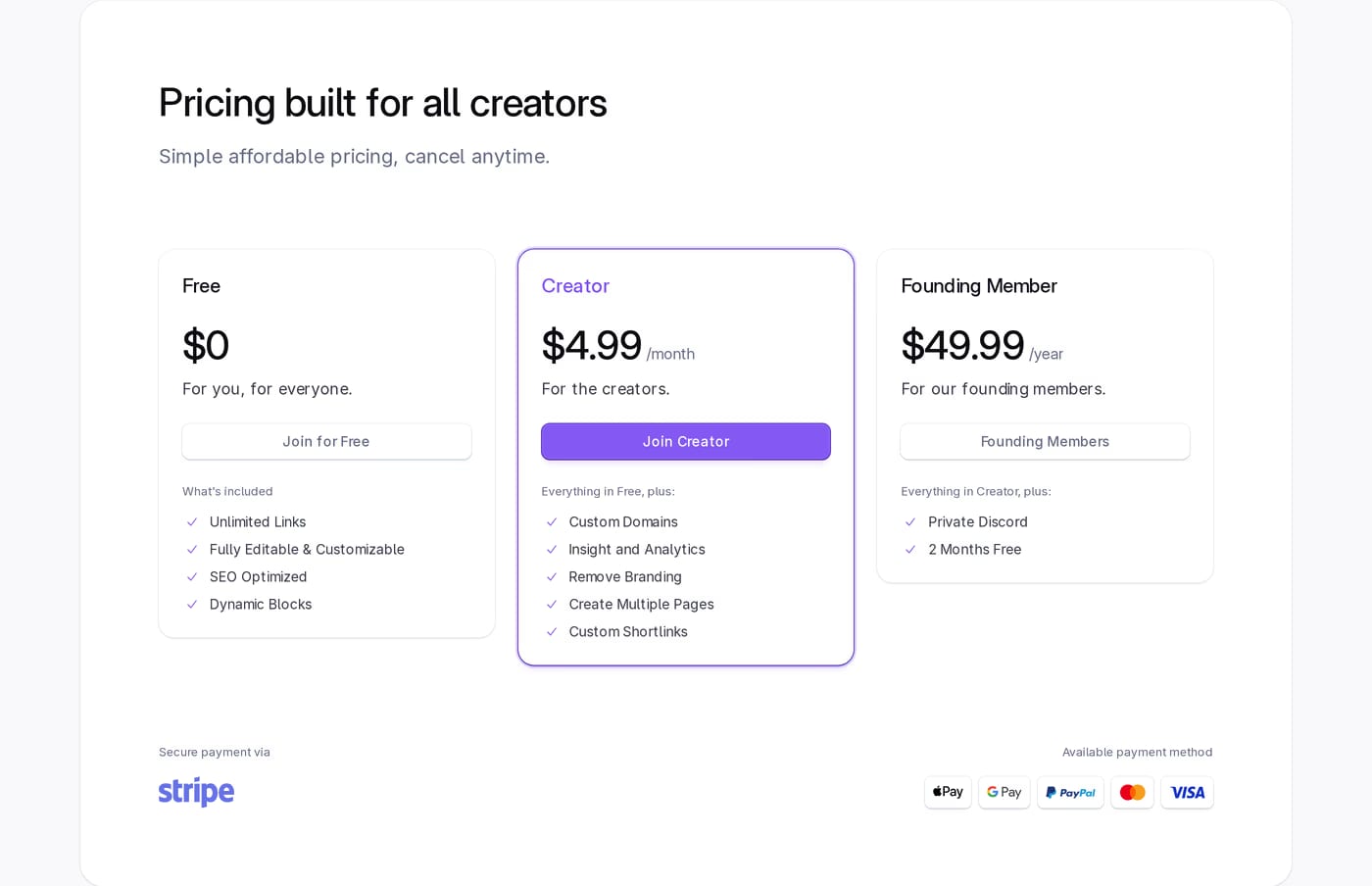 Quillow Pricing section