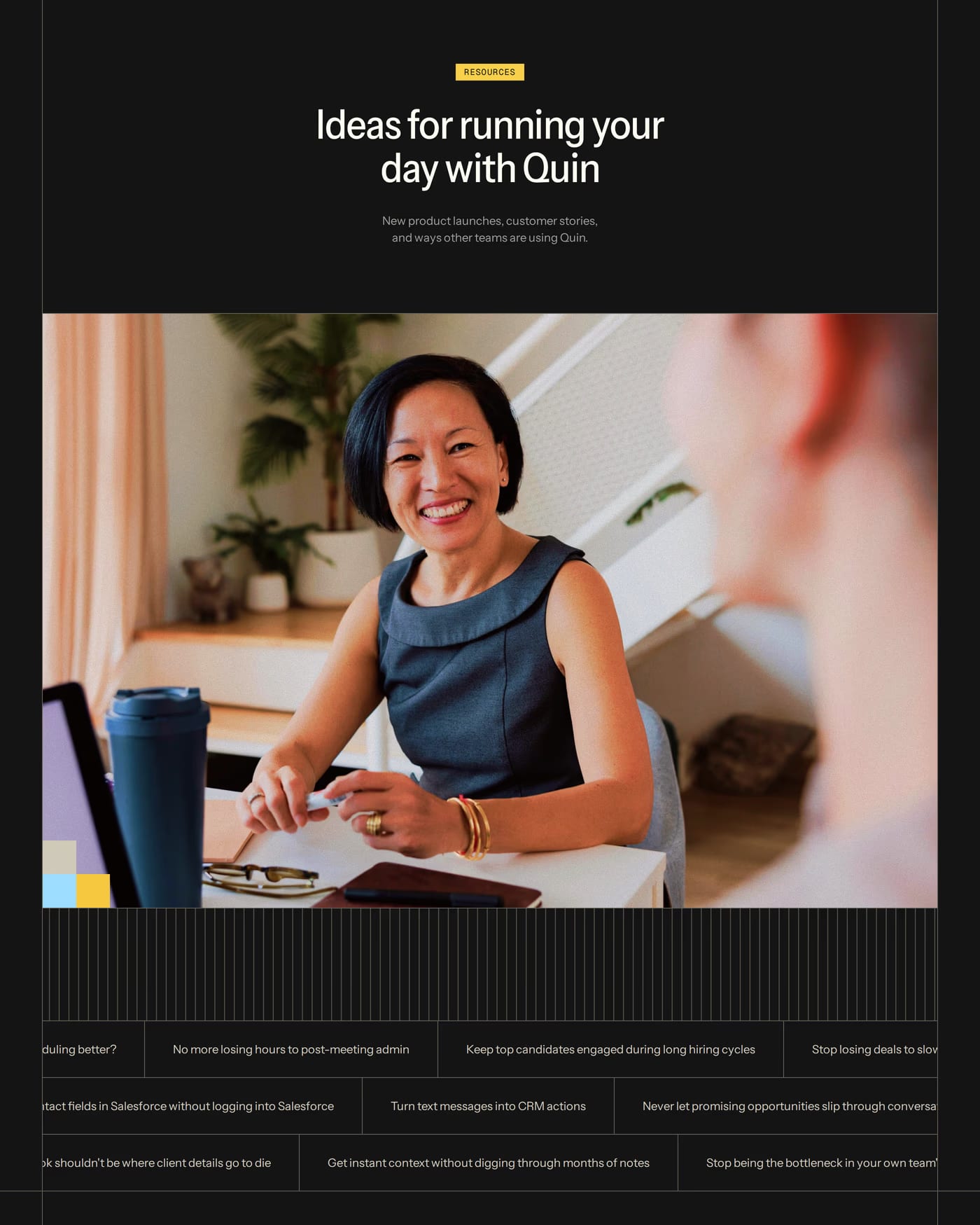 Quin — screenshot of the blog section