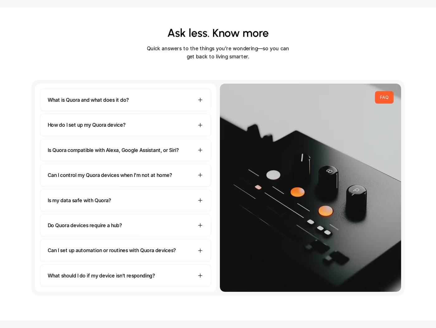 Quora — screenshot of the faq section