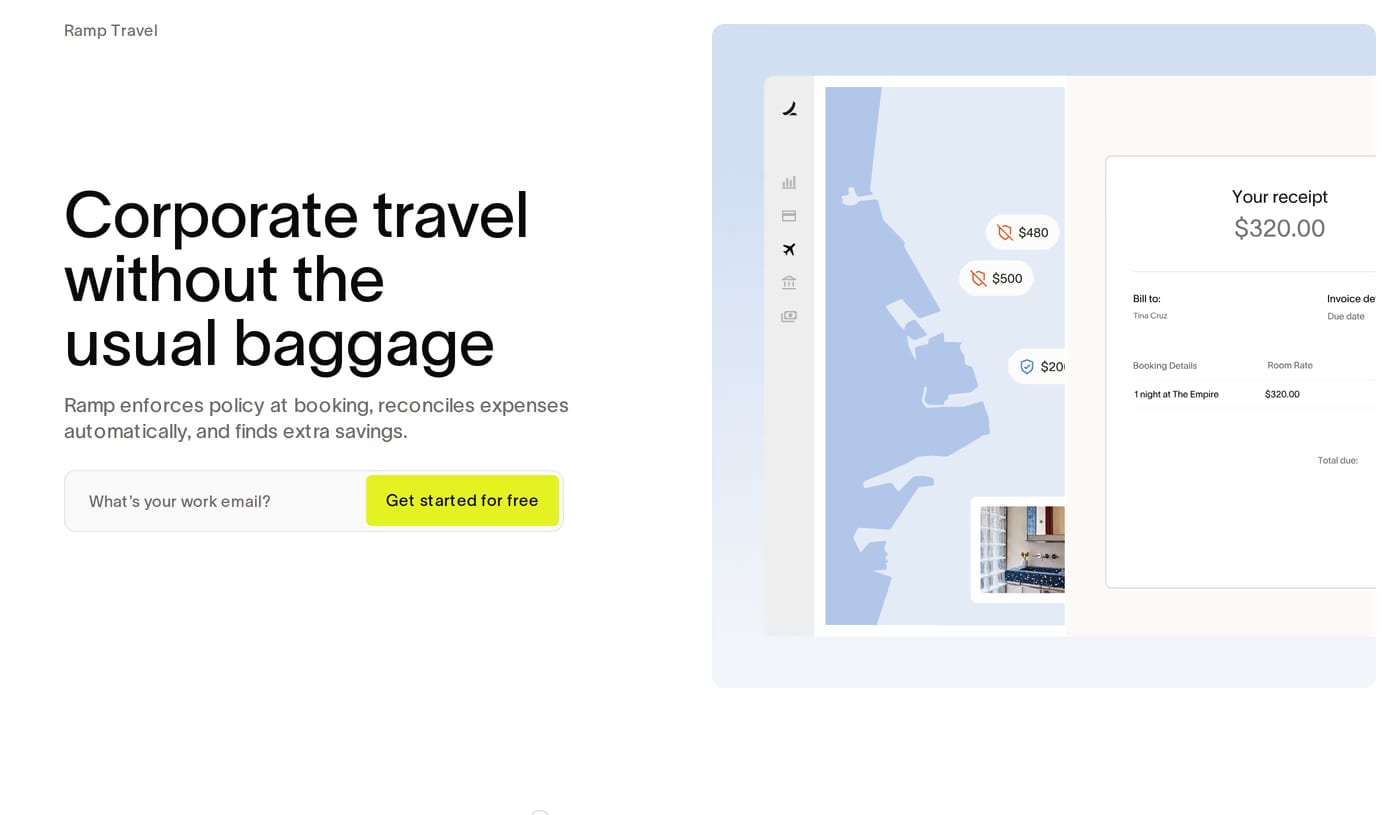Ramp Travel — screenshot of the hero section