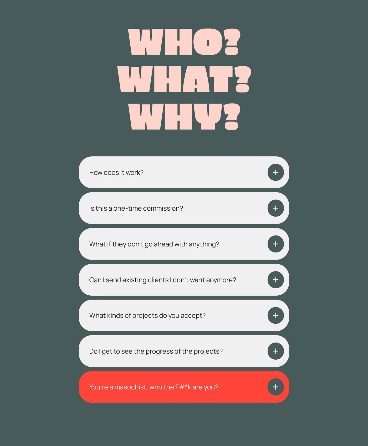 Red Flags For Cash — screenshot of the faq section