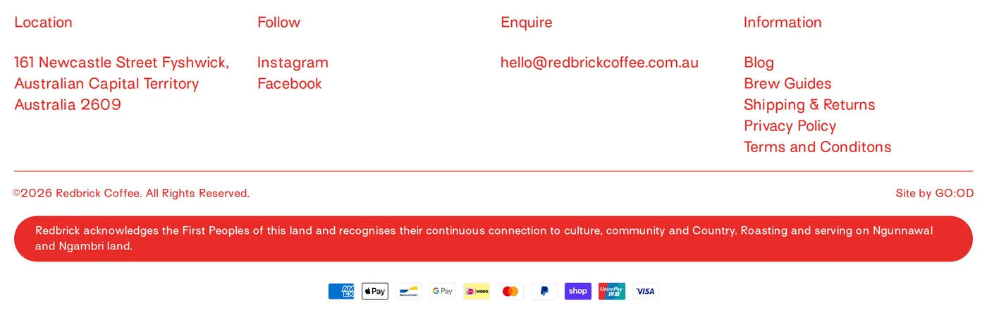 Redbrick — screenshot of the footer section