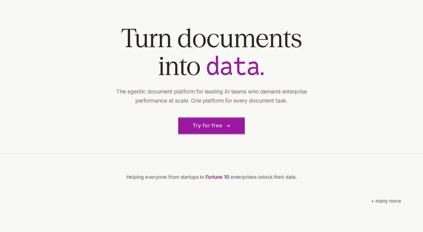 Reducto — screenshot of the hero section