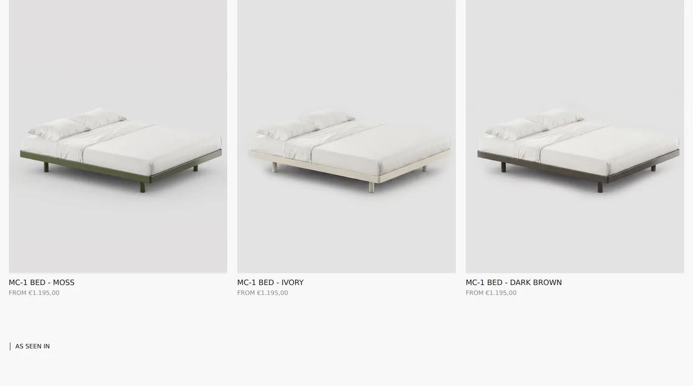 Reframed — screenshot of the products section