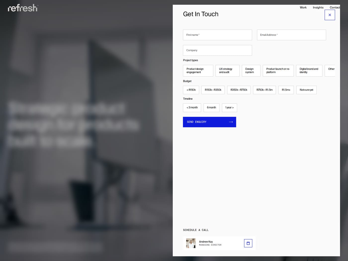 Refresh Studio Contact section