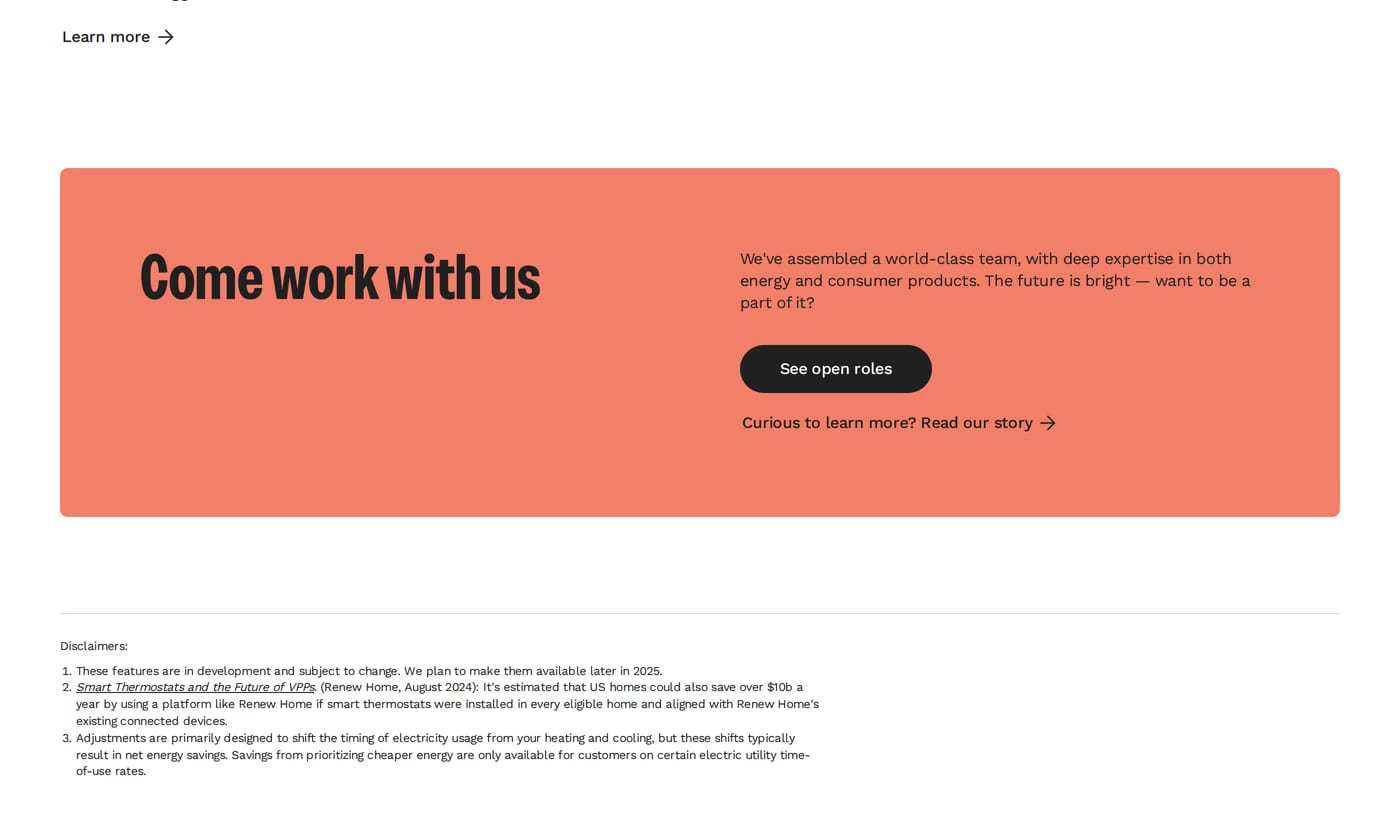 Renew Home — screenshot of the call to action section