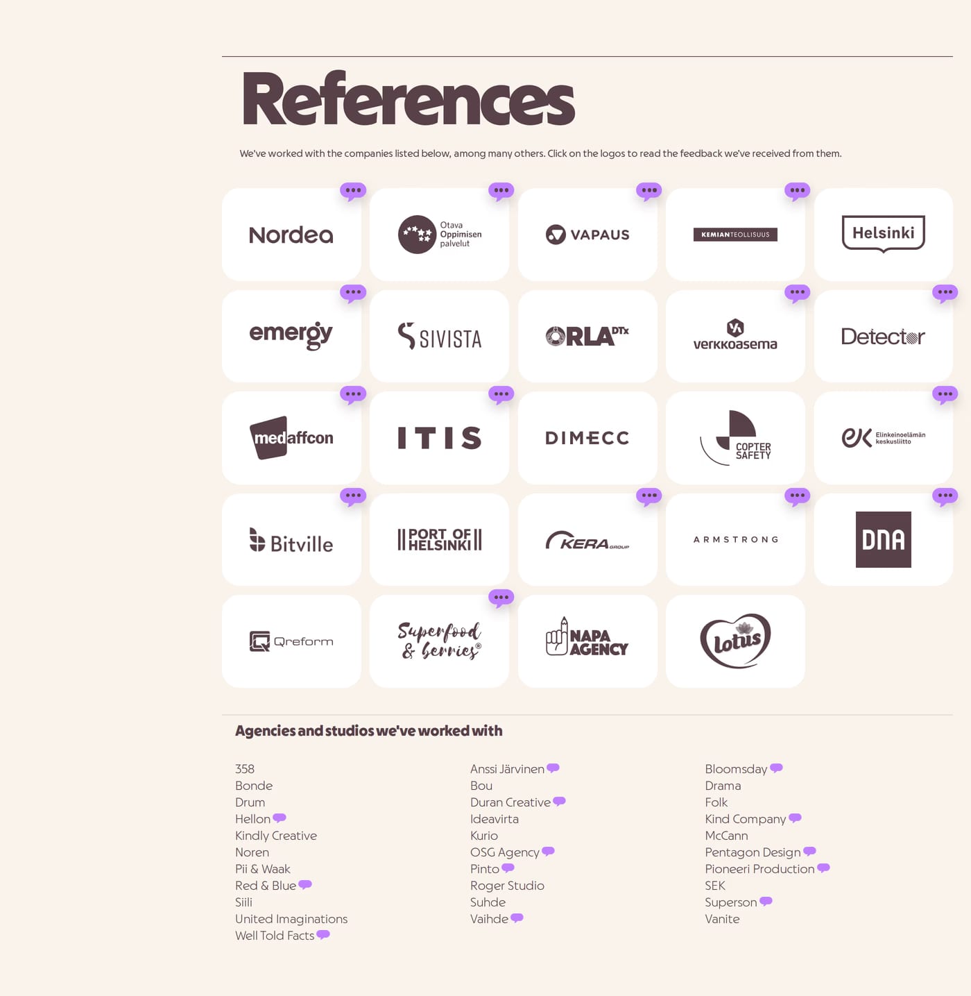 Riesen Design — screenshot of the logos section