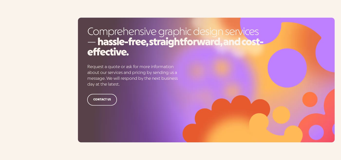 Riesen Design — screenshot of the call to action section