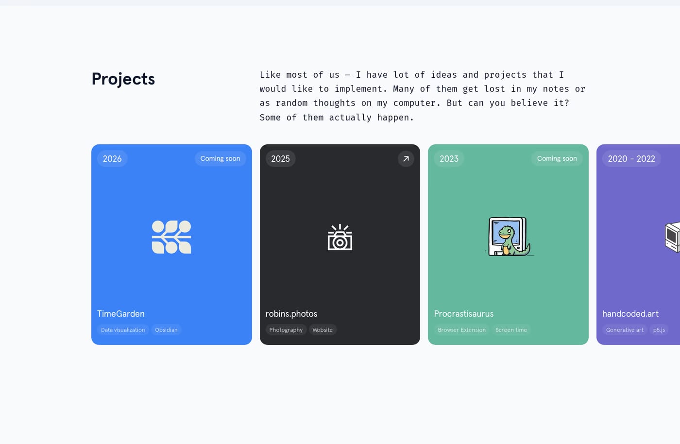 Robin Spielmann — screenshot of the portfolio section
