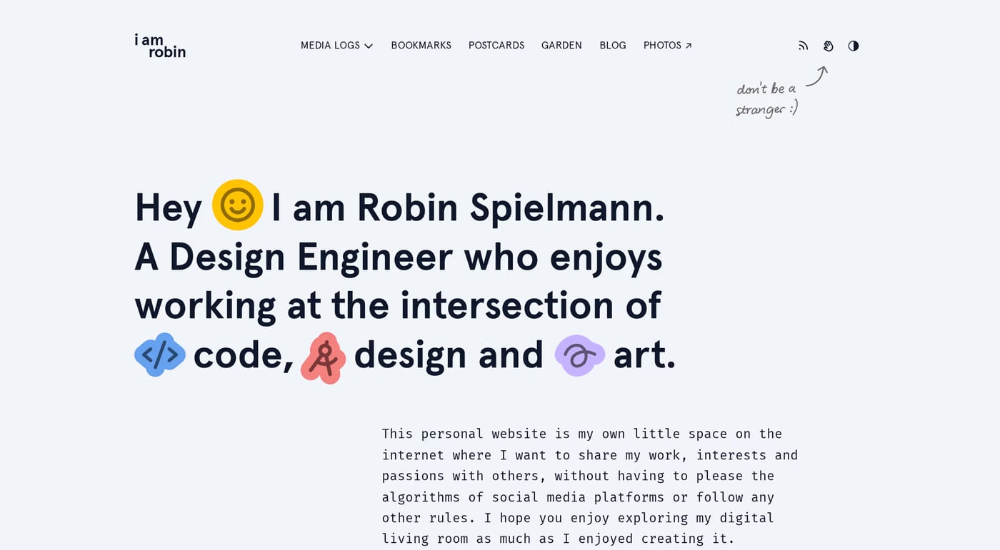 Robin Spielmann — screenshot of the hero section