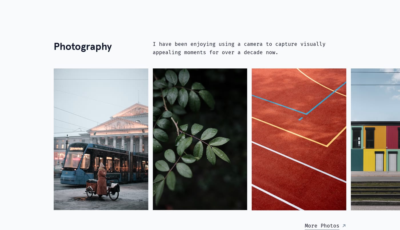 Robin Spielmann — screenshot of the portfolio section