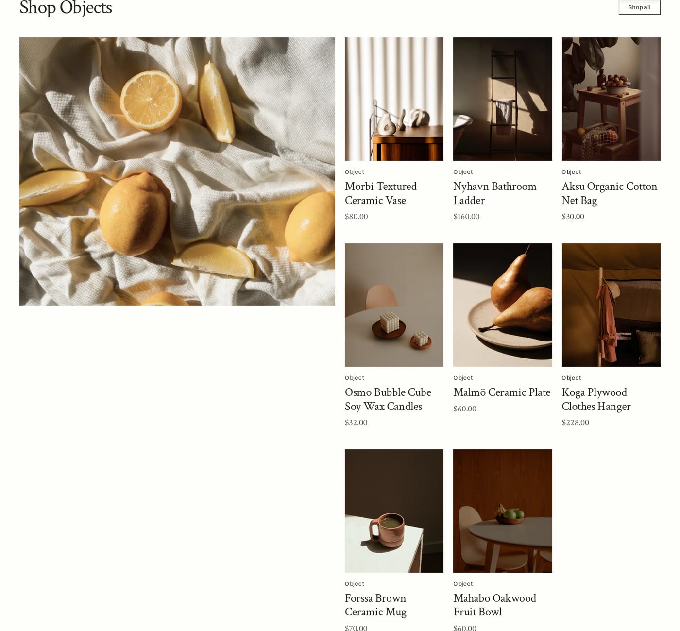 Roomie — screenshot of the products section