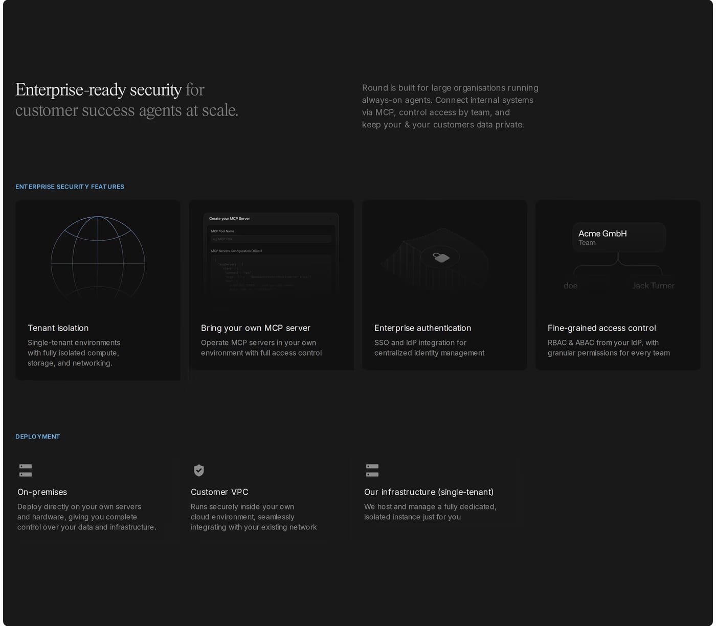 Round — screenshot of the features section