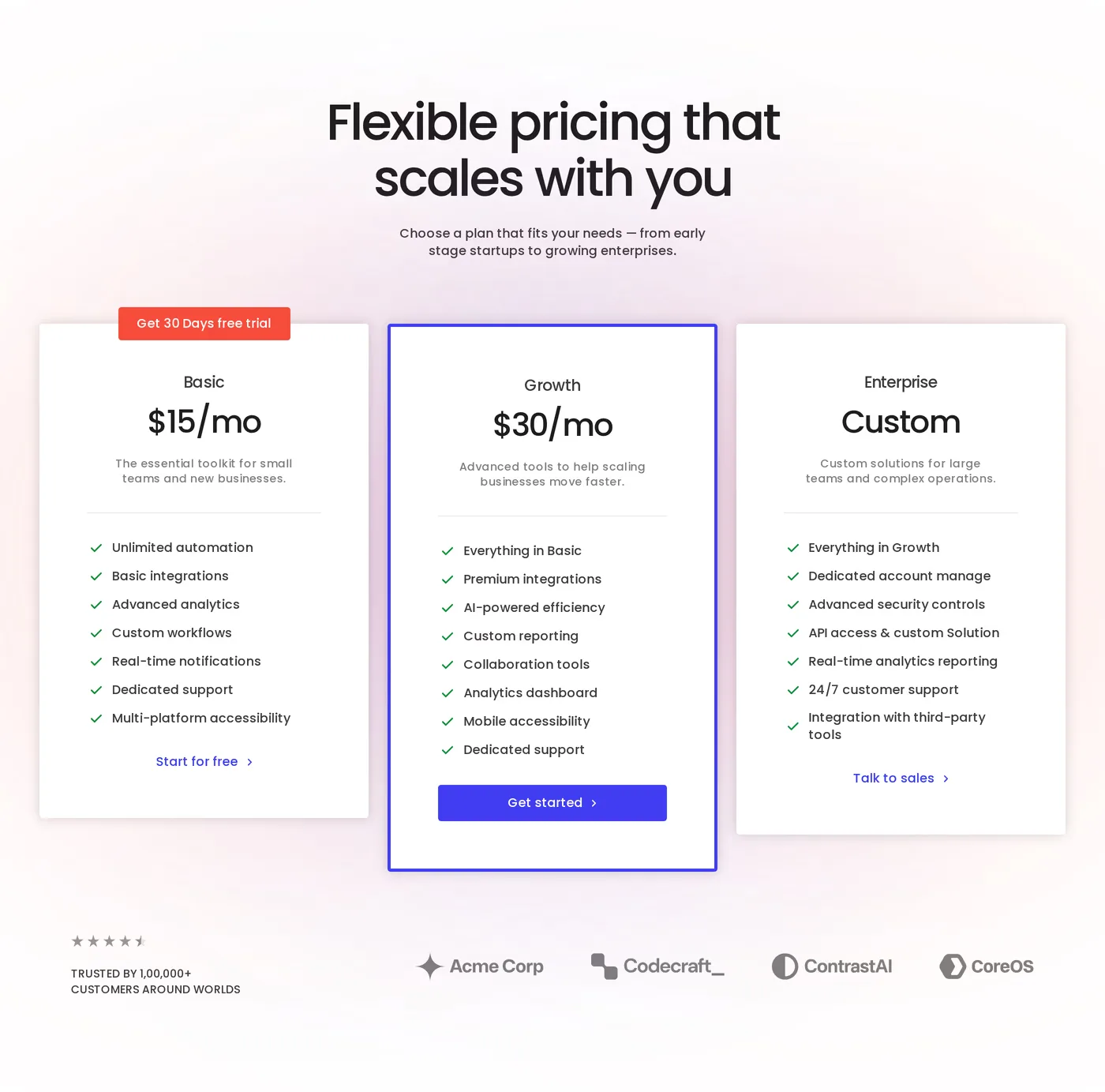 Roundsite — screenshot of the pricing section