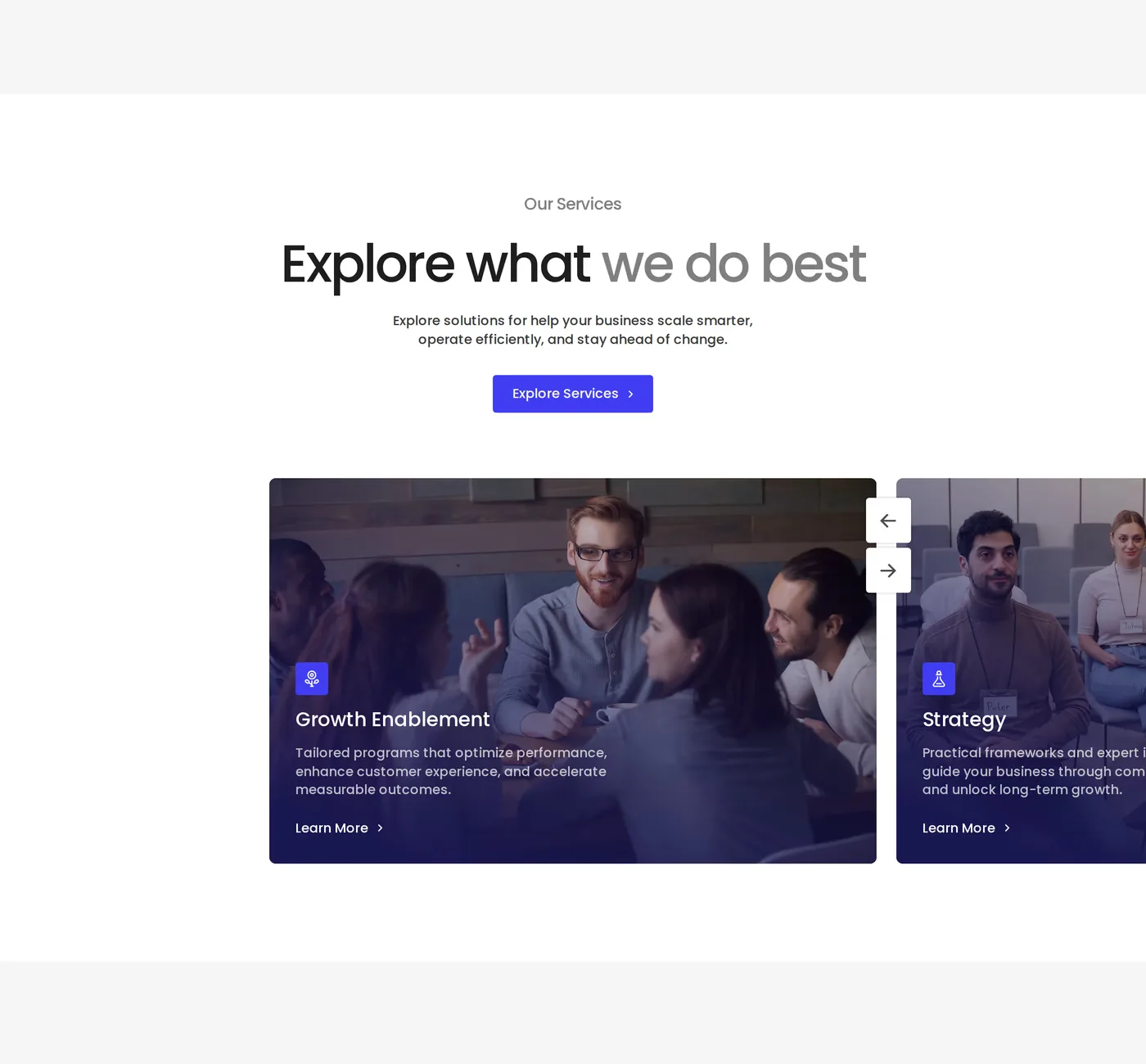 Roundsite — screenshot of the services section