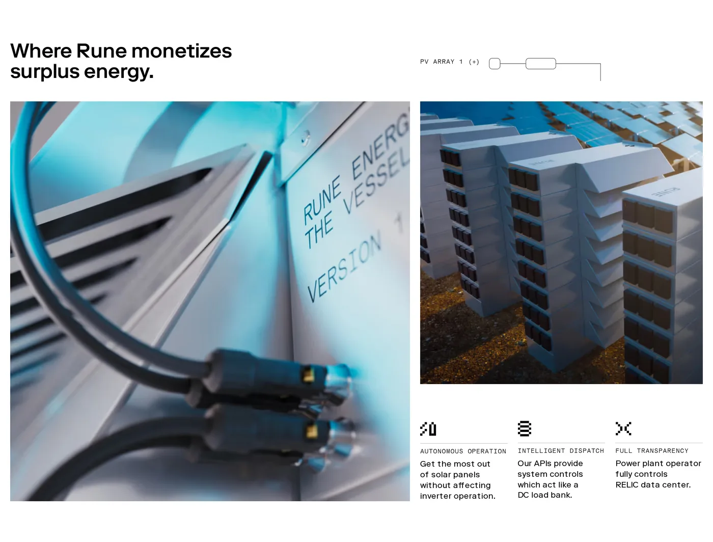 Rune — screenshot of the features section