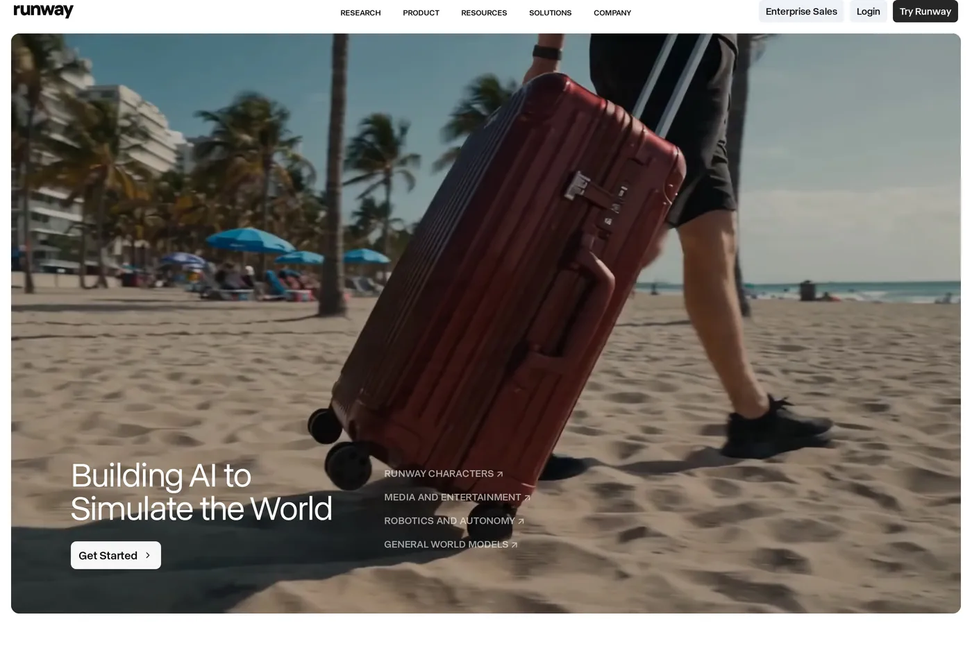 Runway — screenshot of the hero section