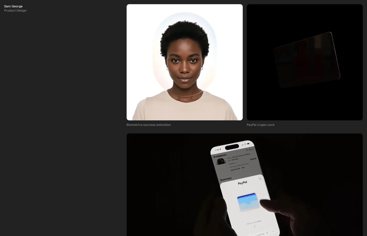 Sam George — screenshot of the hero section