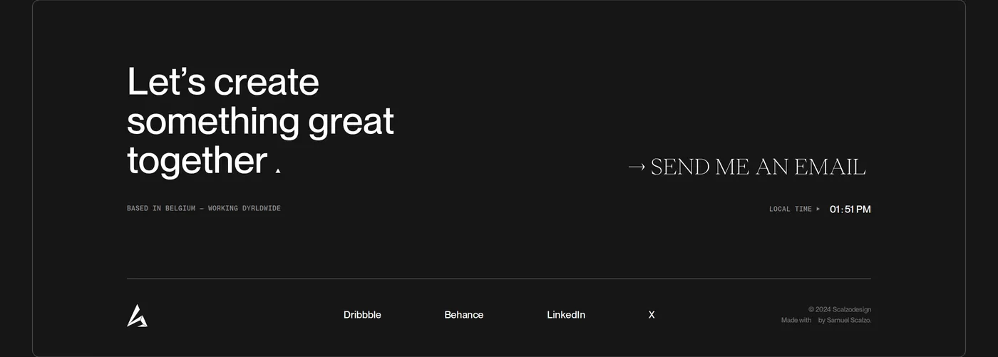 Samuel Scalzo — screenshot of the hero section