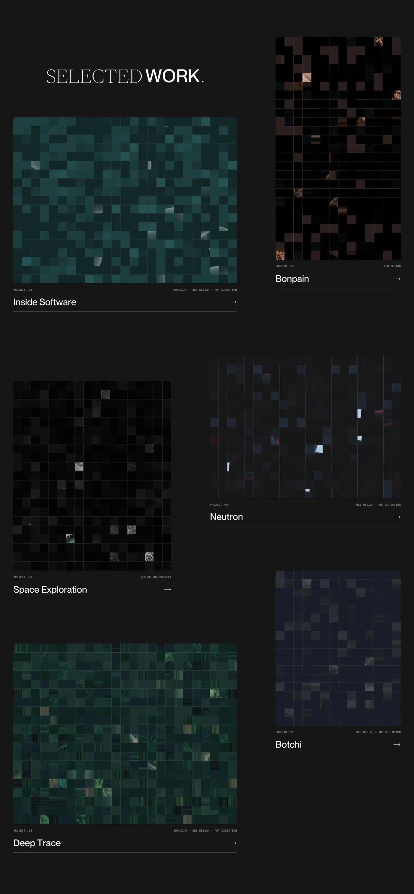 Samuel Scalzo — screenshot of the portfolio section