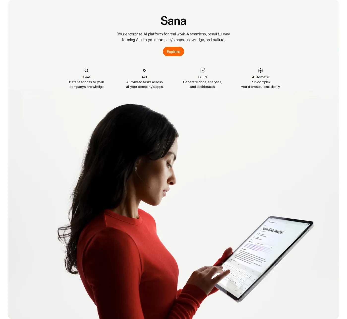 Sana — screenshot of the hero section