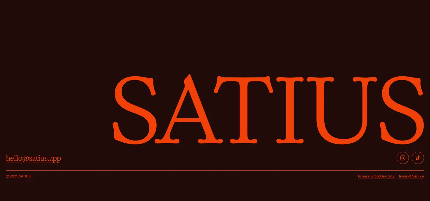 Satius — screenshot of the footer section