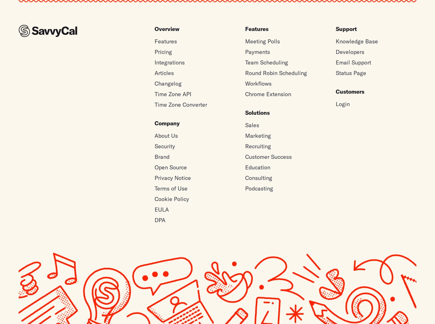 Savvy cal Footer section